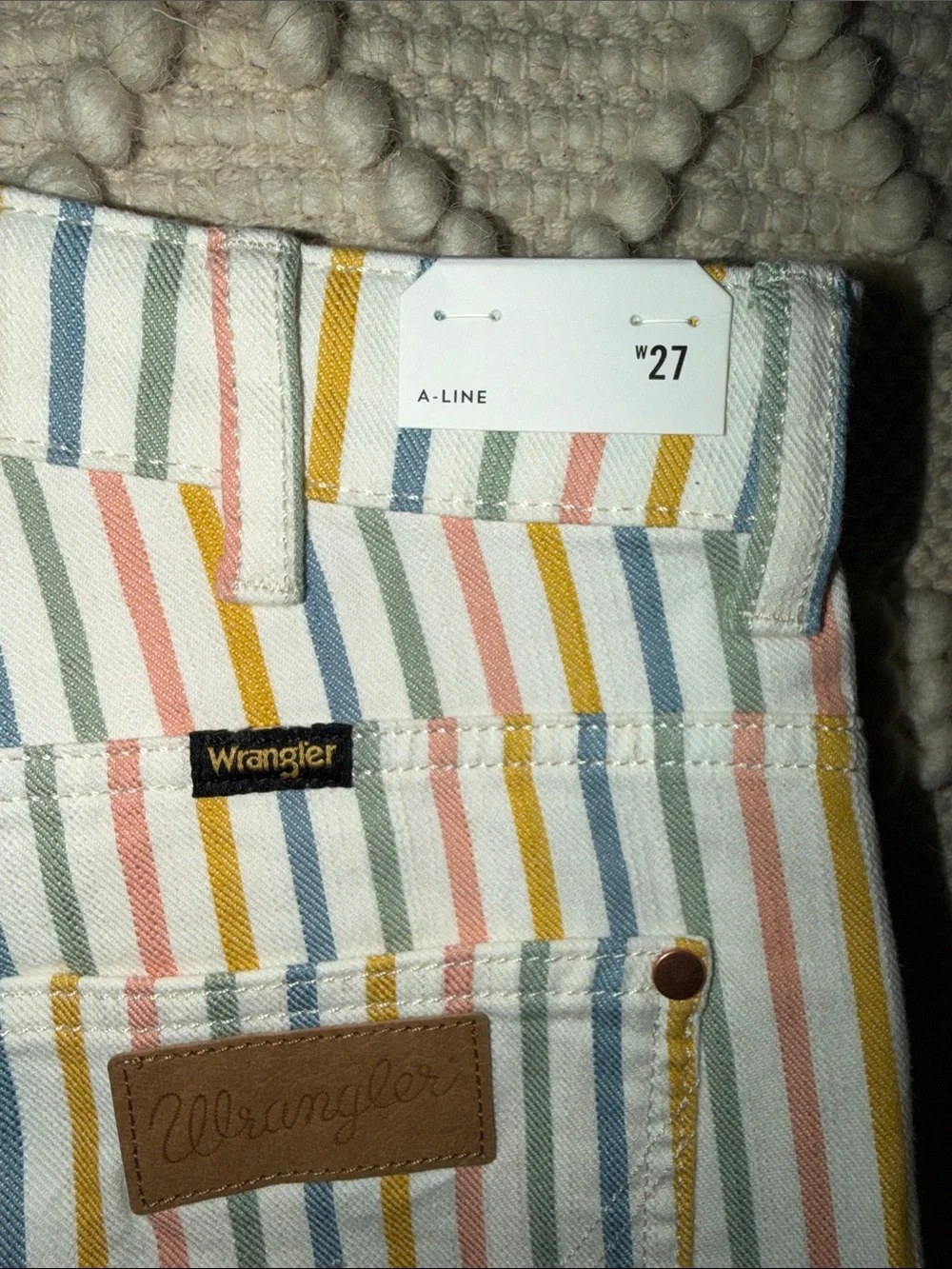 Wrangler White Multi-Color Vertical Stripe Jean Shorts
